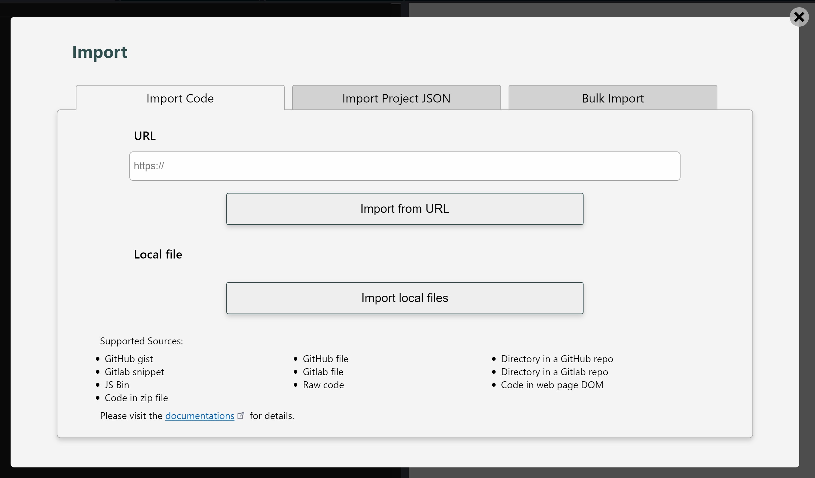 LiveCodes Import