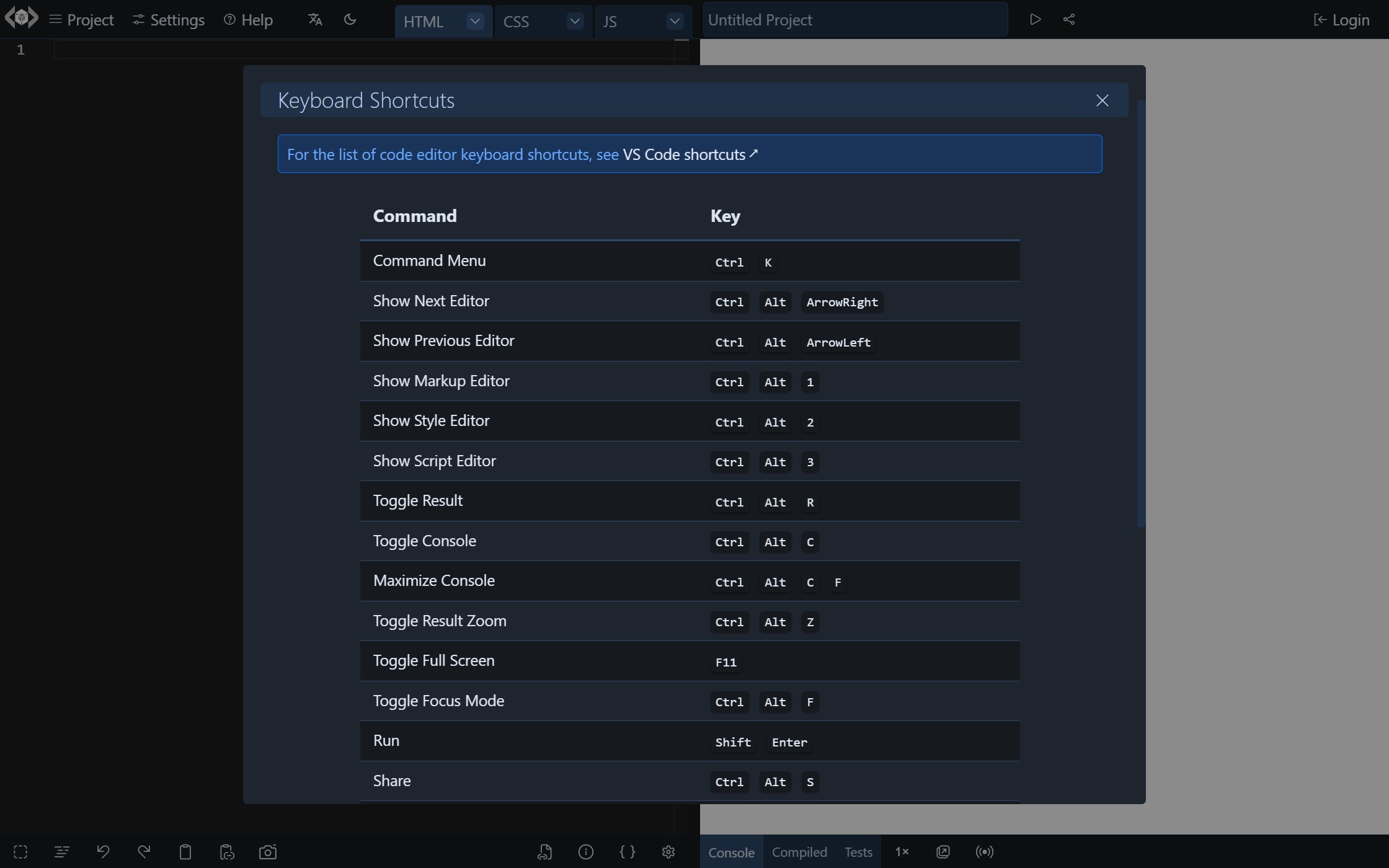 Keyboard Shortcuts